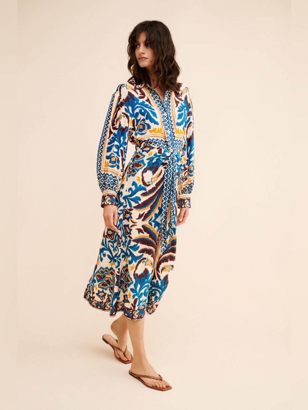 Farm Rio Toucan Scarf Midi Dress Size M